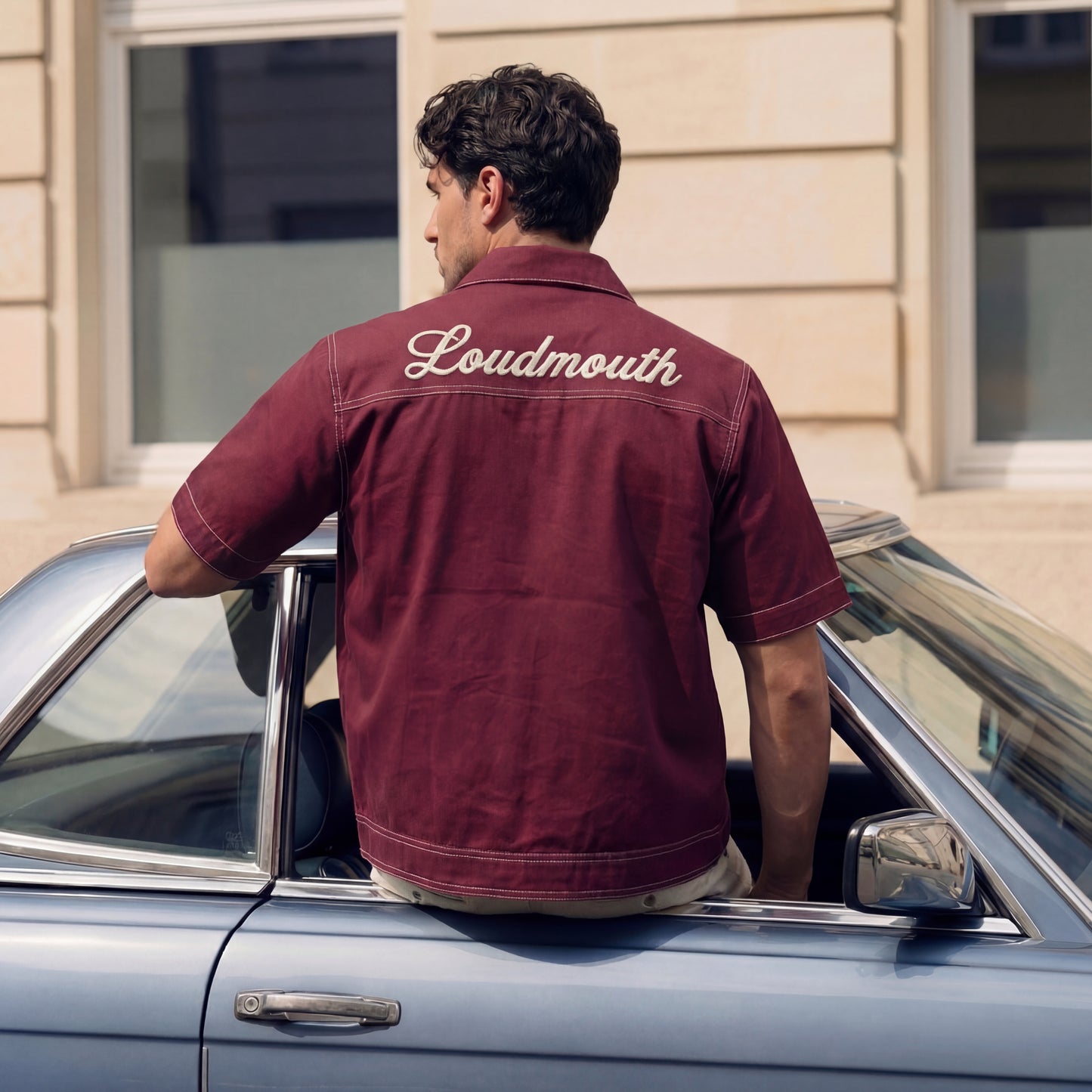 Oversized Dark Maroon Trucker Jacket For Men