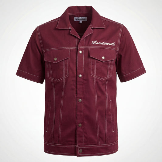 Oversized Dark Maroon Trucker Jacket For Men