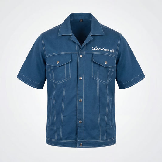 Oversized Navy Blue Trucker Jacket For Men